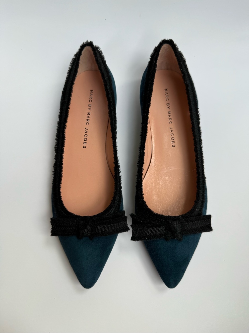 Marc by Marc Jacobs Women’s Pointed-Toe Flats Blue/Black Suede Bow EU 35.5
